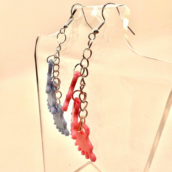 Baby Feet Earrings - Baby Shower Earrings - Gender Reveal Earrings - DDLG - Picture 7 of 11